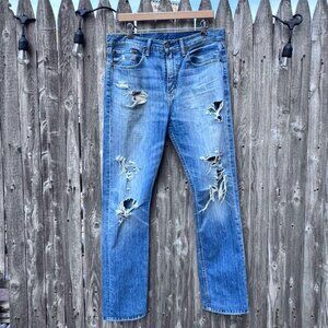 Levi’s 522 Distressed Jeans W32 L34 – Light Wash Grunge Denim